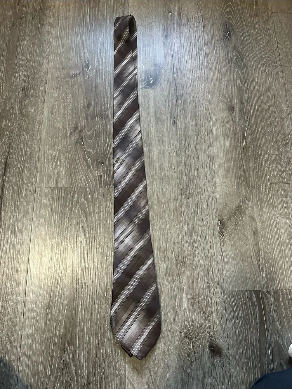 Alfani Brown and Light Taupe Striped Tie